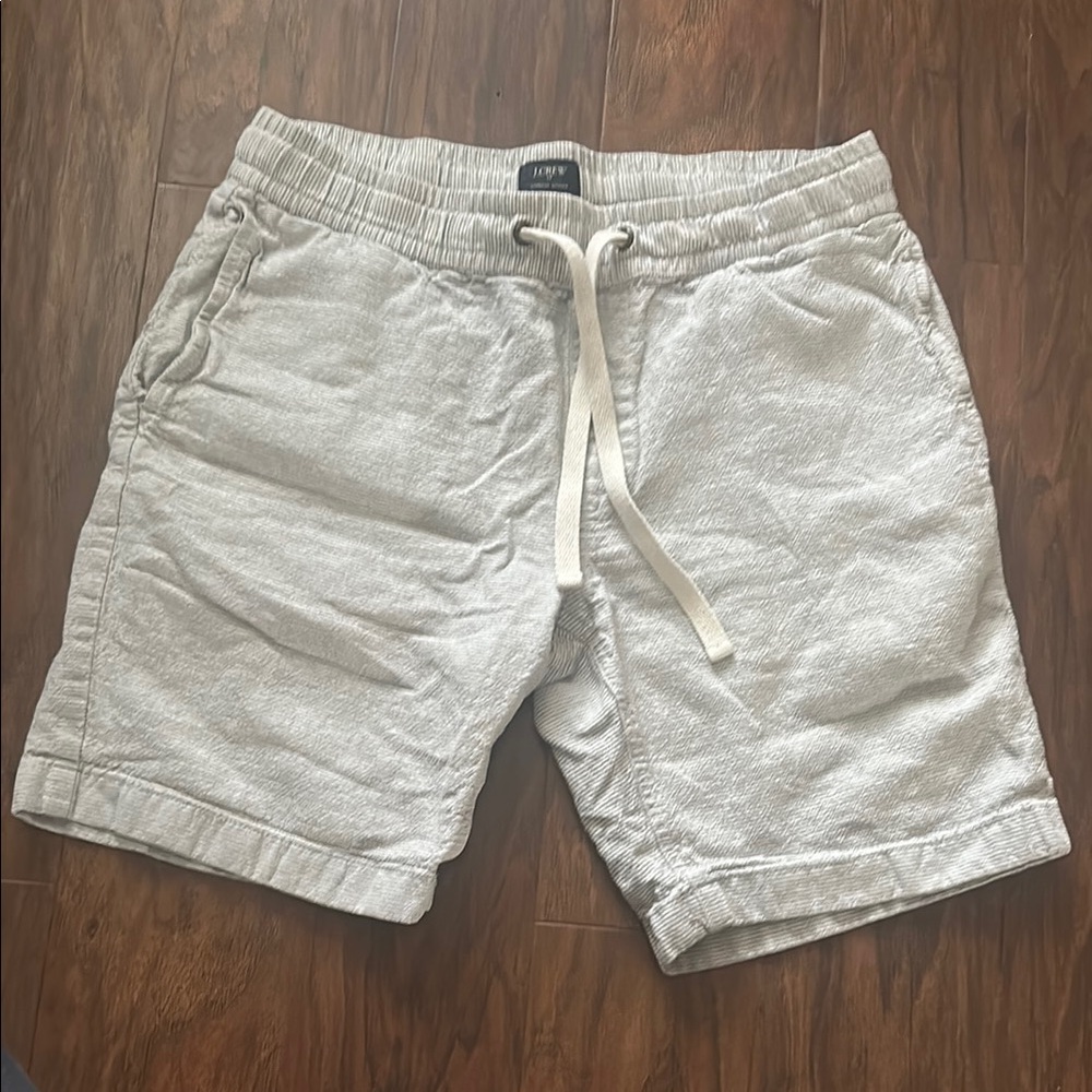 J. Crew Gray Stripe Flat Front Shorts Lightweight Cotton